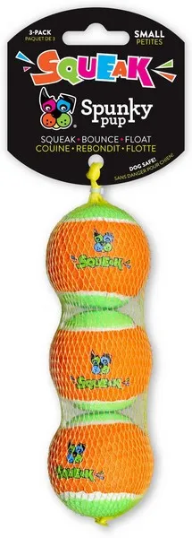 1ea Spunky Pup 3Pk Squeaky Tennis Balls Small - Health/First Aid